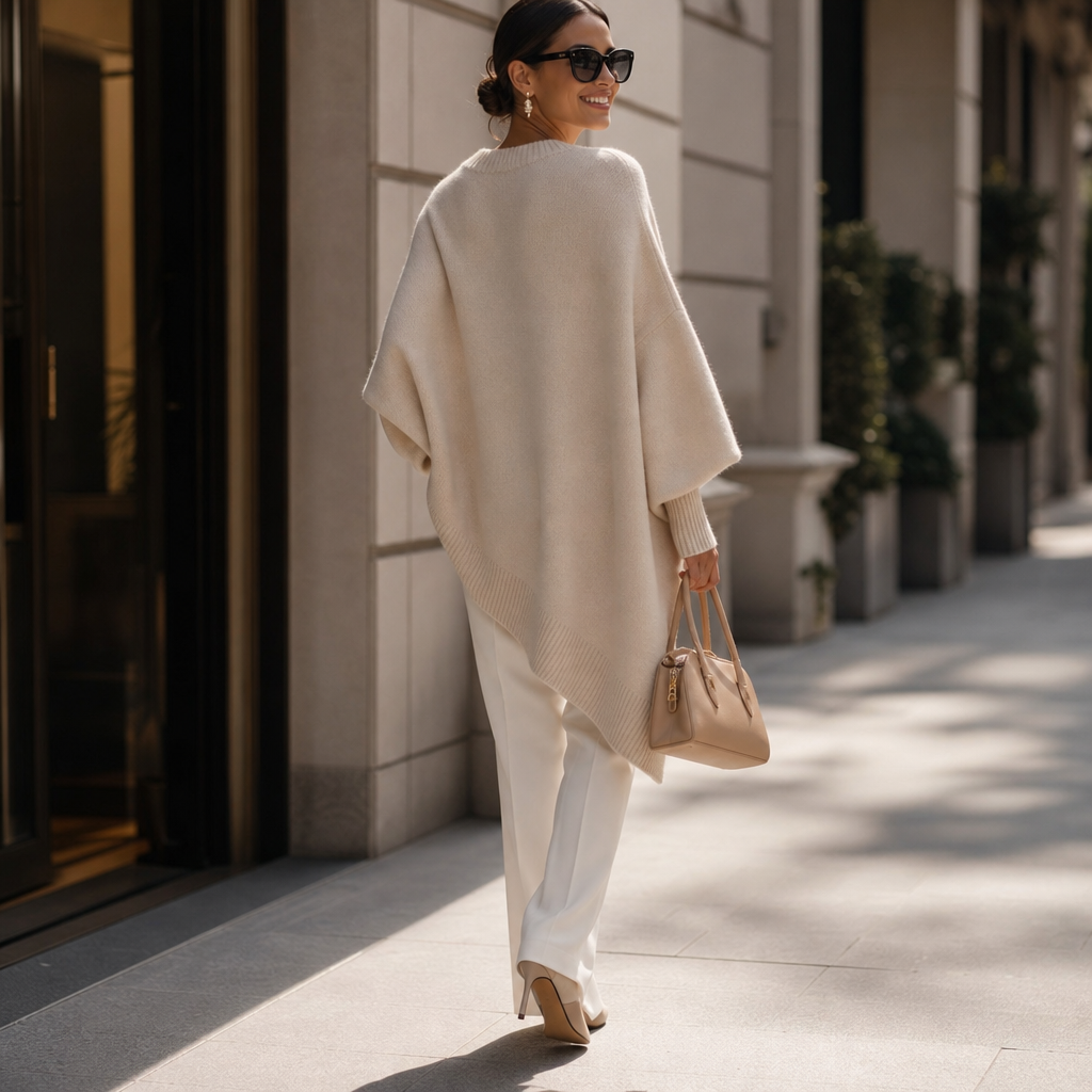 Livia | Oversized Wide-Sleeve Knit Poncho Sweater