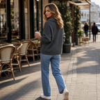 Wearbella | Diagonal Zip Oversized Collar Ribbed Knit Jacket