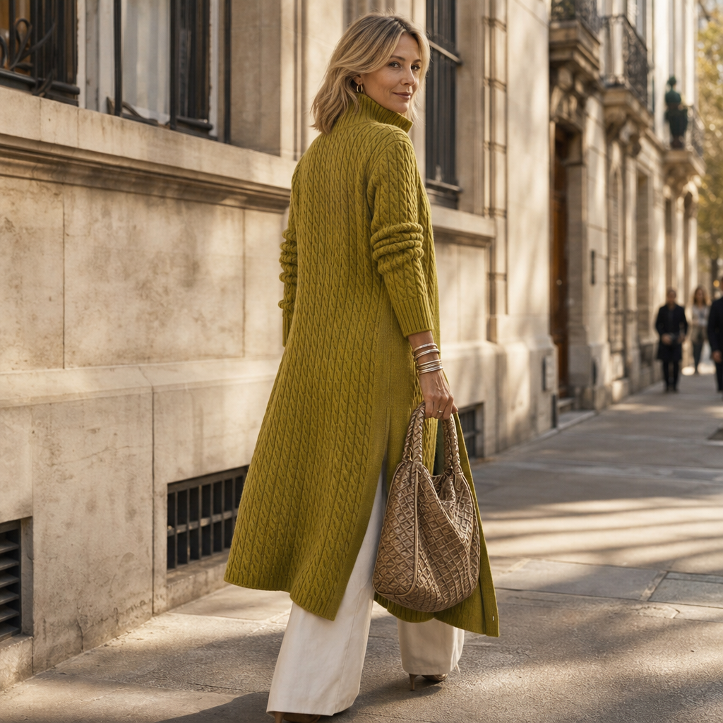 Cablemere | High Collar Cable-Knit Duster Cardigan