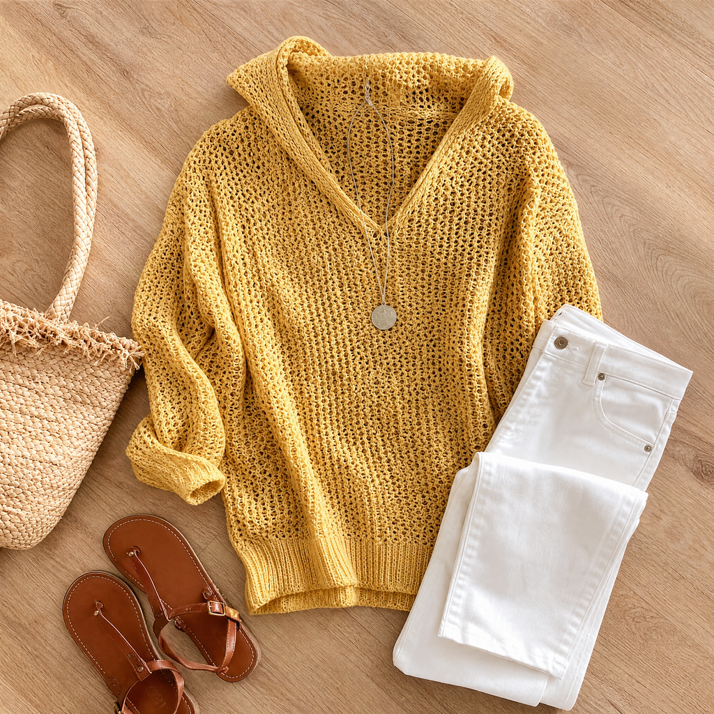 Delyne | Women's Open-Knit Hooded Pullover