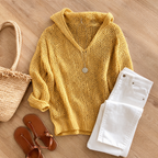 Delyne | Women's Open-Knit Hooded Pullover