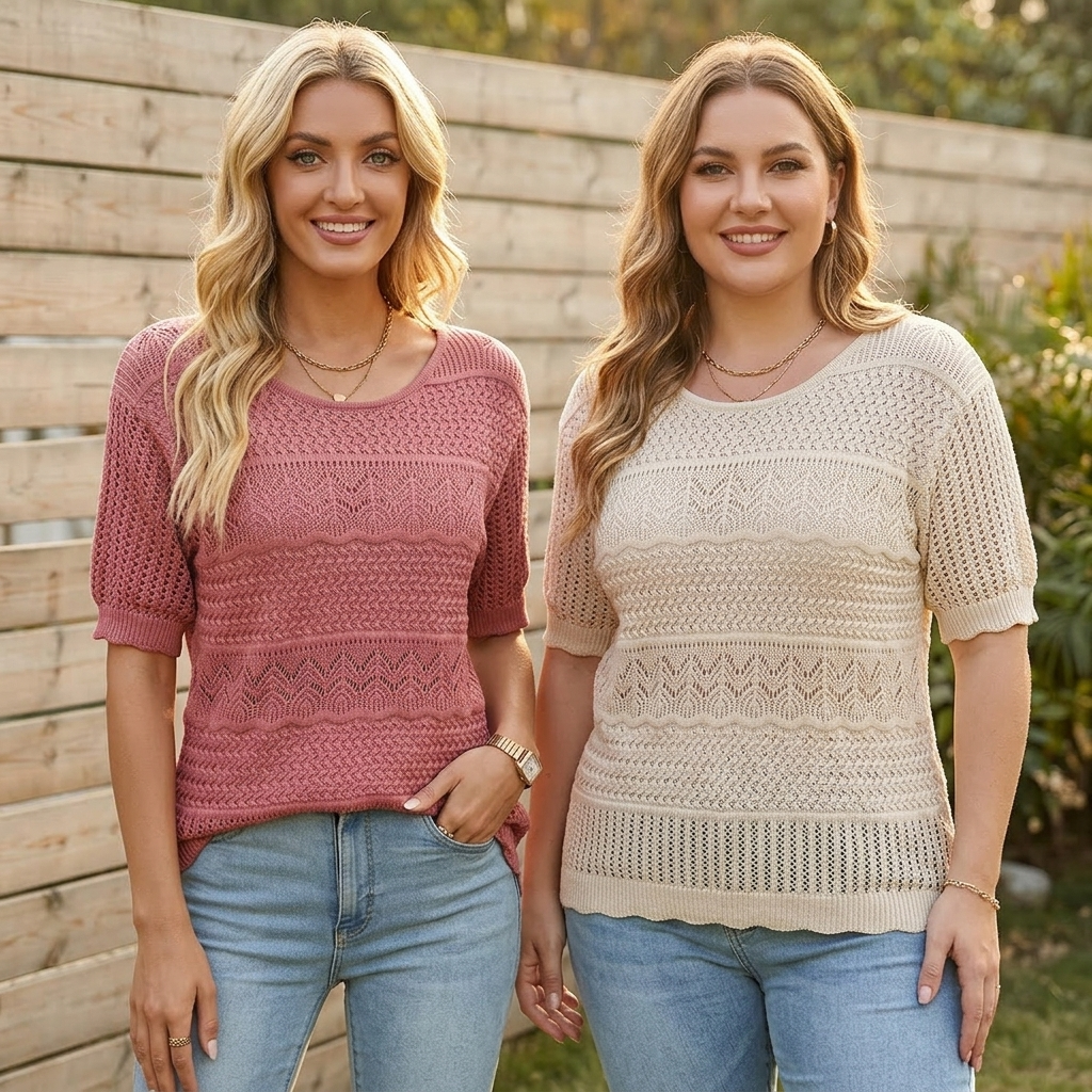 Wovelle | Women's Textured Knit Top for Warm Days