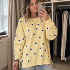 Sunbelle | Polka Dot Ribbon-Tie Neck Sweatshirt
