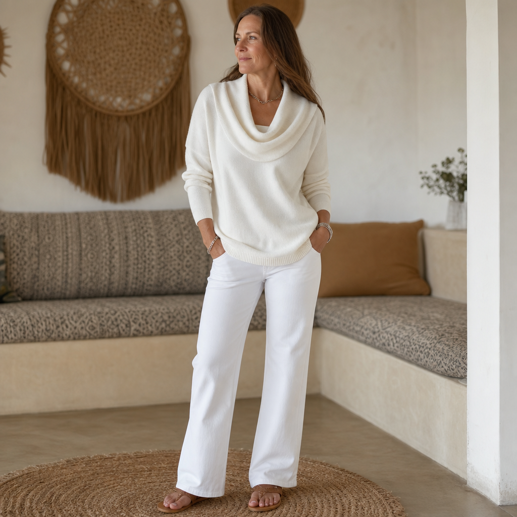 Draveline | Cowl Neck Drape Knit Sweater