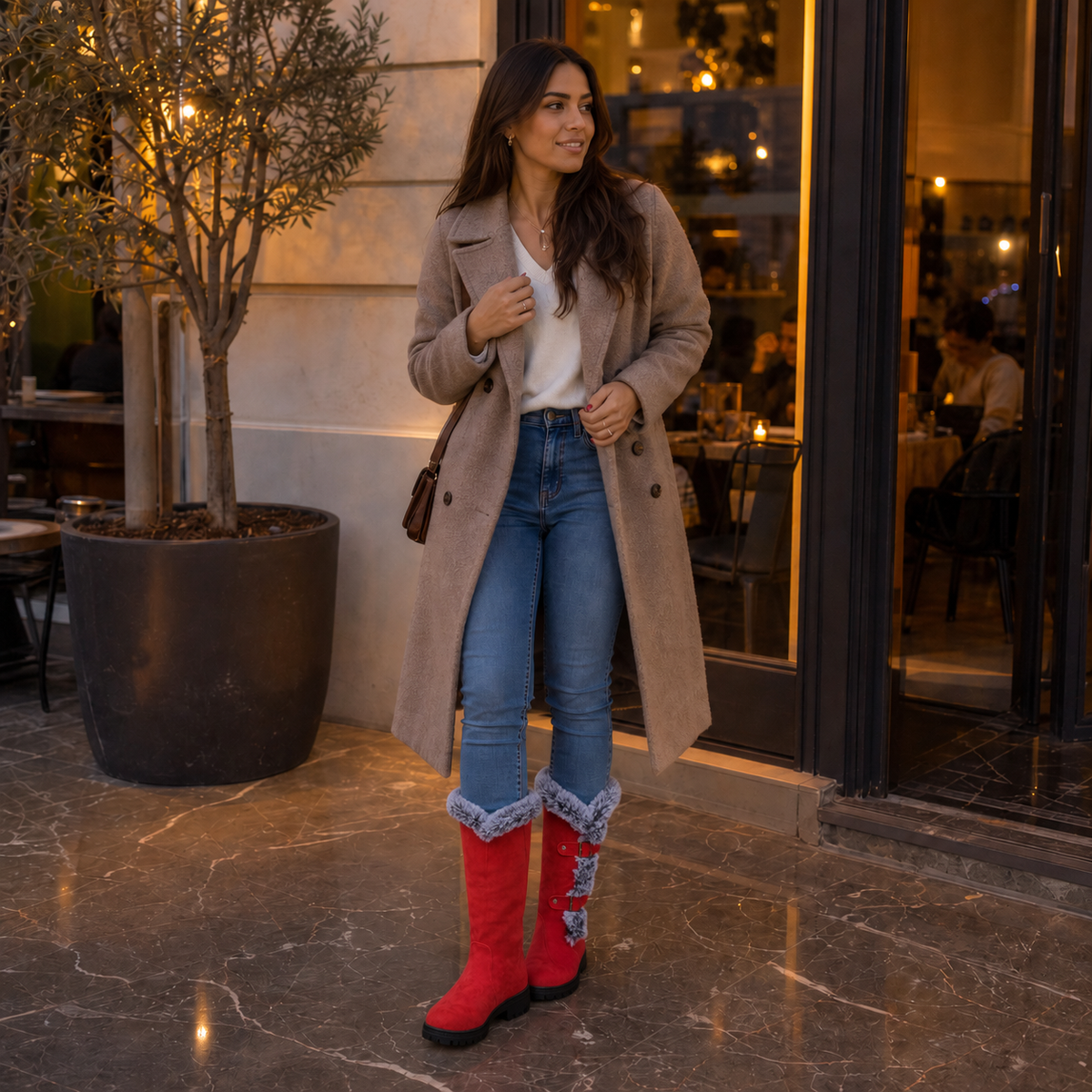 Frostella | Fur-Trimmed Suede Knee-High Winter Boots