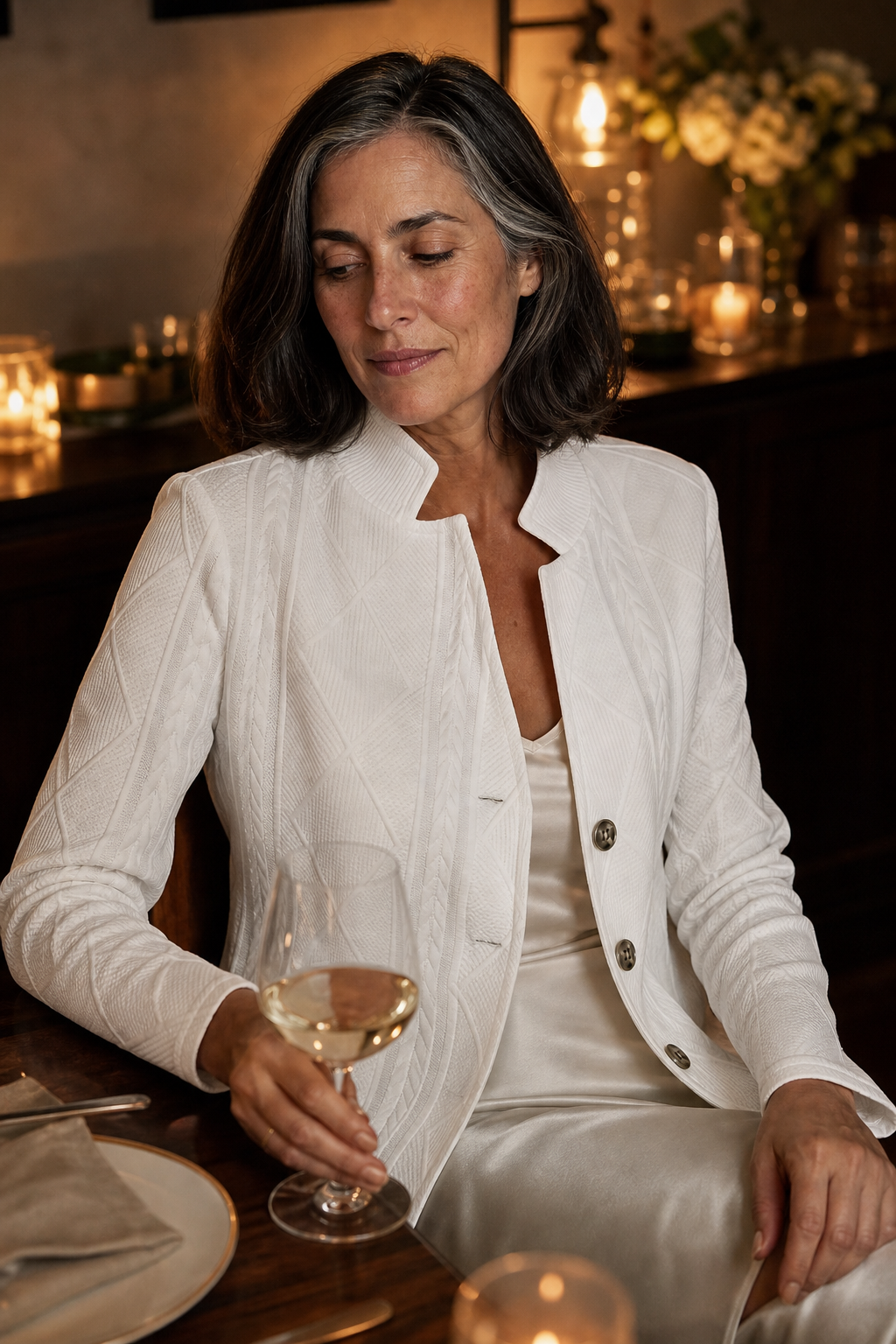 Wearbelo | Textured Knit Stand-Collar Open-Front Blazer
