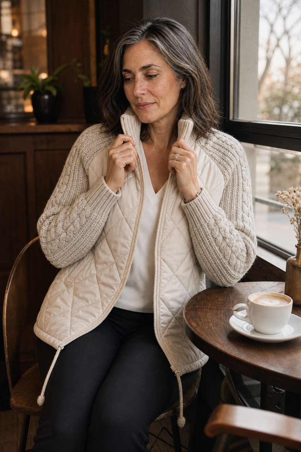 Knitpuff | Knit-Panel Quilted Patchwork Puffer Jacket