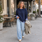 Layerella | Faux-Layer Ribbed Cuff Sweatshirt