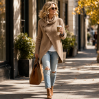Cowlen | Asymmetric Cowl-Neck Button-Side Sweater