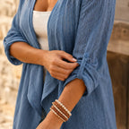 Solelle | Eyelet Waterfall Open-Front Cardigan for Women