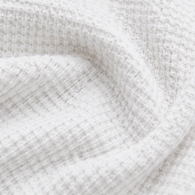 Loravia | Waffle Knit-look Henley Top with Button Placket, 3/4 Sleeve