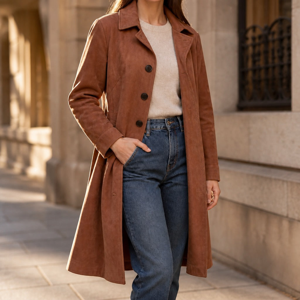 Draperie | Suede Trench That Moves With You, Not Around You