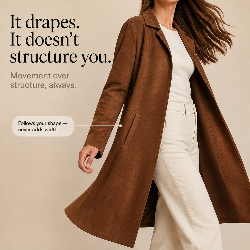 Draperie | Suede Trench That Moves With You, Not Around You
