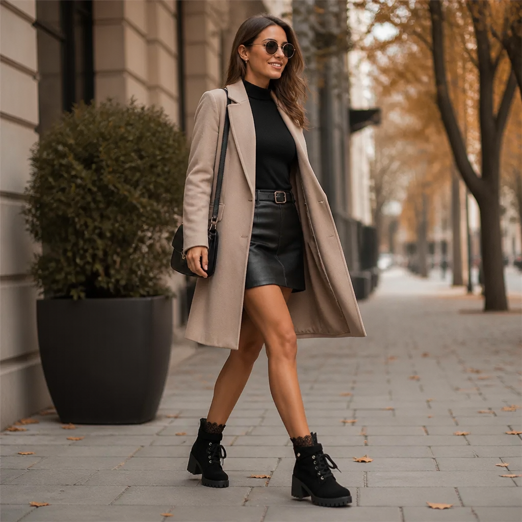 Lacevoya | Lace-Up Chunky Heel Ankle Booties