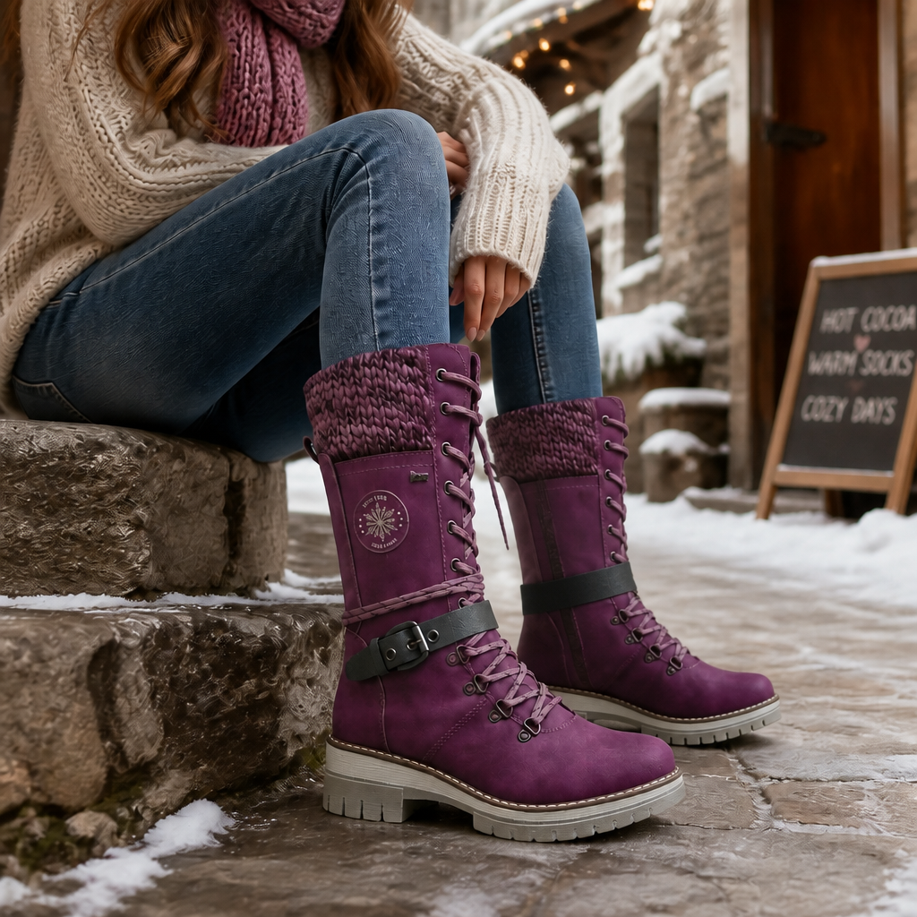 Cozette | Knit-Shaft Wide-Foot Winter Boots