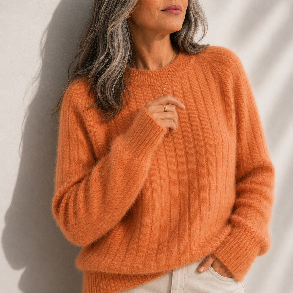 Mila | Women's Solid Color Fluffy Sweater