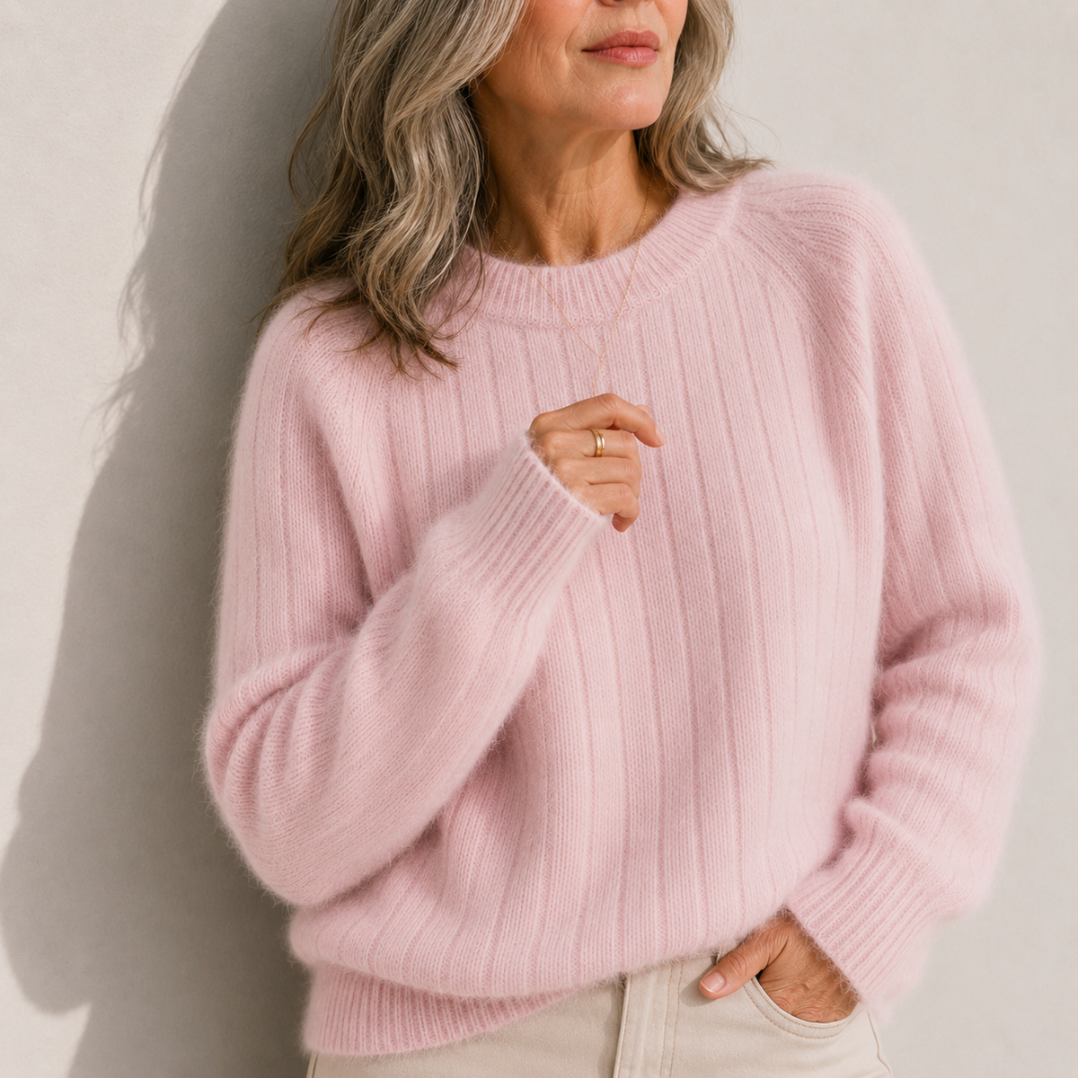 Mila | Women's Solid Color Fluffy Sweater