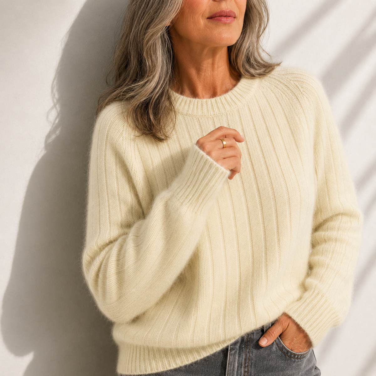 Mila | Women's Solid Color Fluffy Sweater