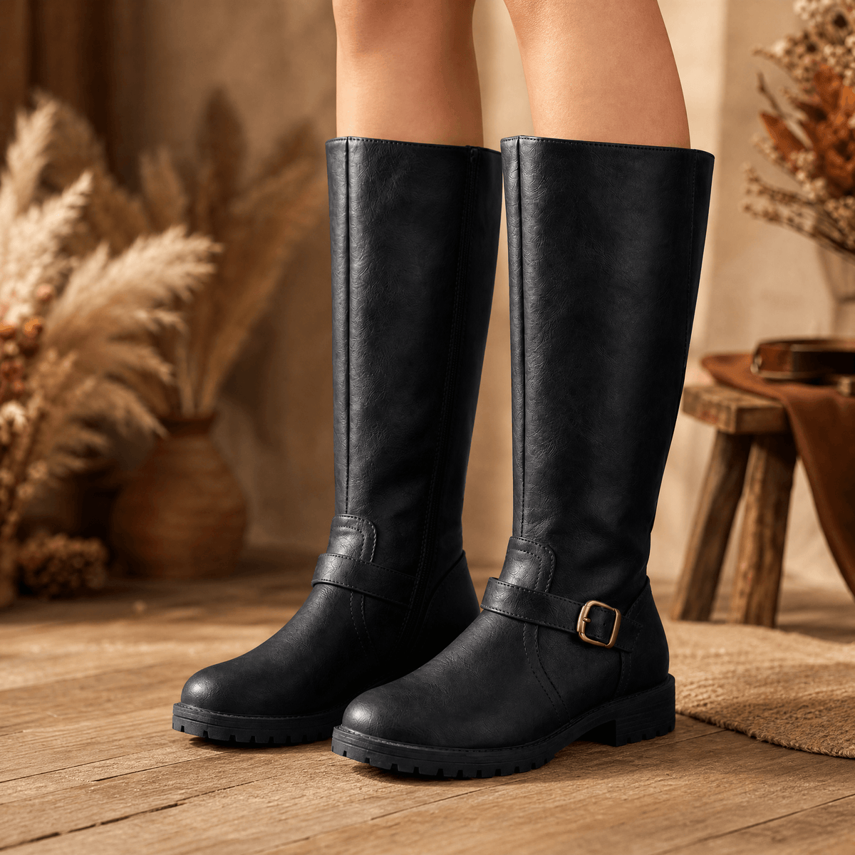 Ridella | Knee High Riding Boots with Buckle Detail