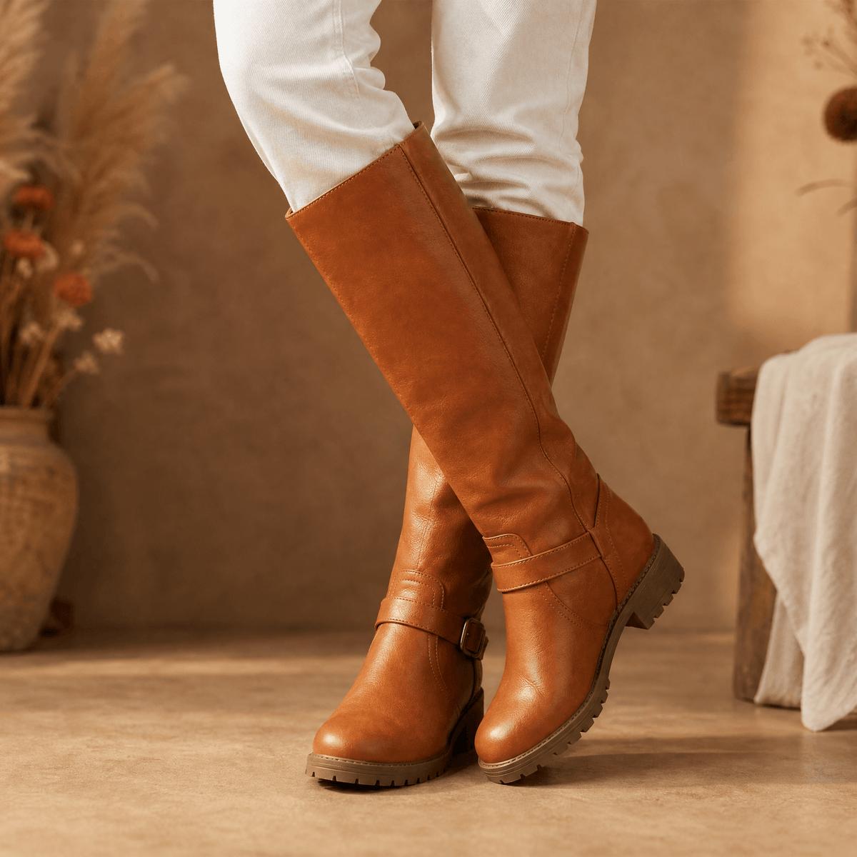 Ridella | Knee High Riding Boots with Buckle Detail