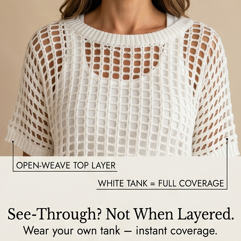 Solenya | Women's Breezy Open-Knit Summer Top