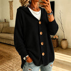 Hoodwell | Hooded Button-Front Knit Cardigan