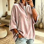 Wearbelli | Half-Zip Funnel Neck Velour Pullover