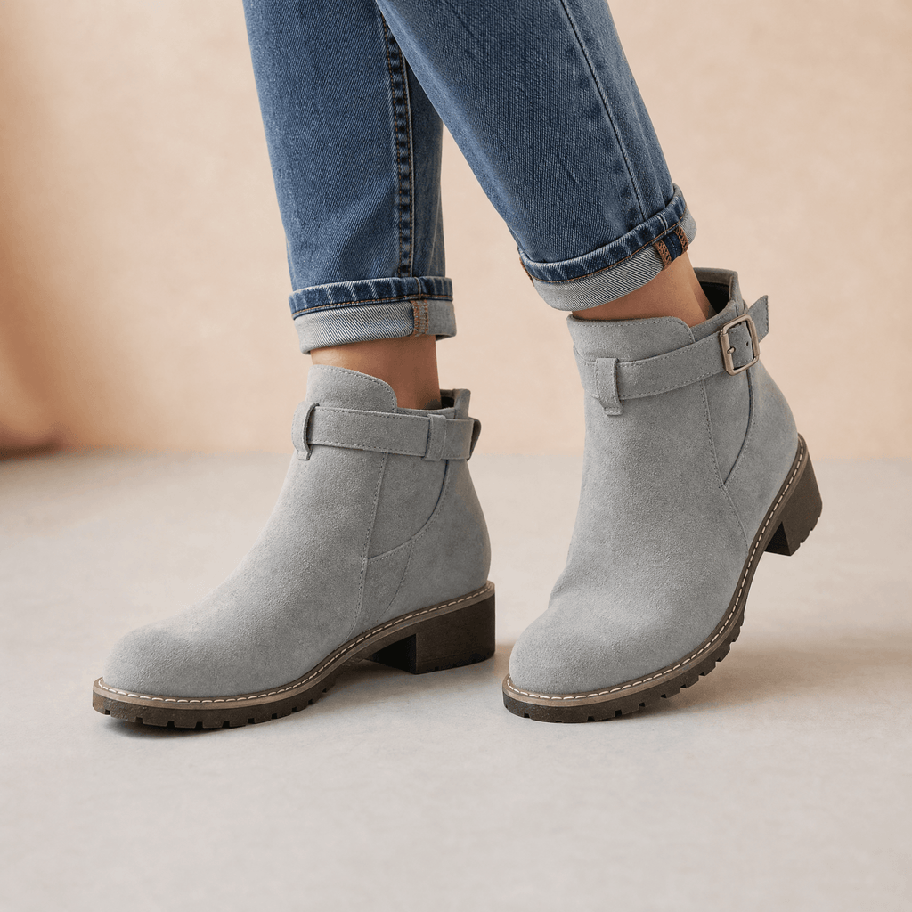 Stridella | Women's Suede-Look Buckle Ankle Booties