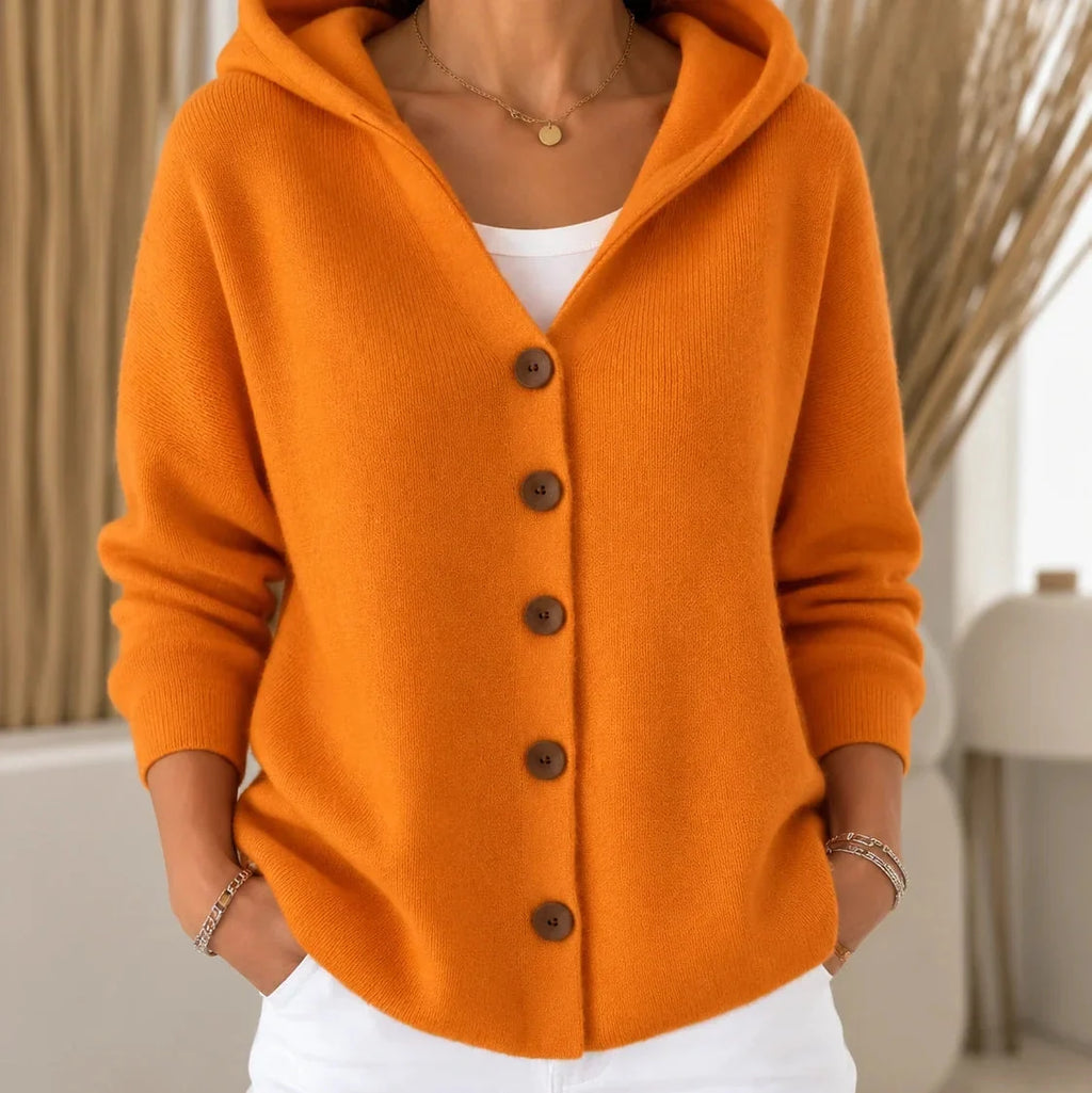 Teri | Button-Front Hooded Cardigan