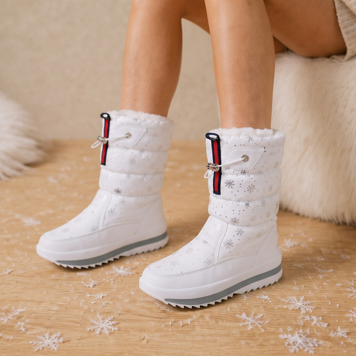 Frostelle | Snowflake-Print Plush-Lined Winter Boots