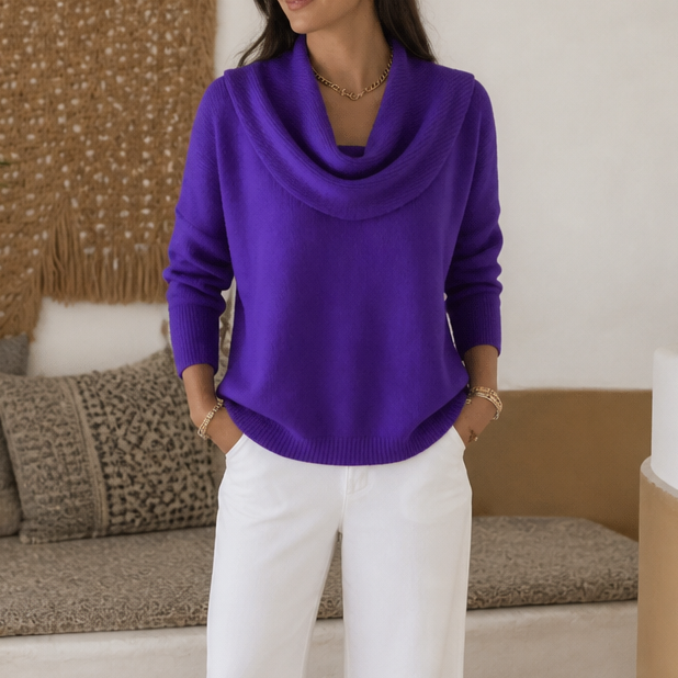 Draveline | Cowl Neck Drape Knit Sweater