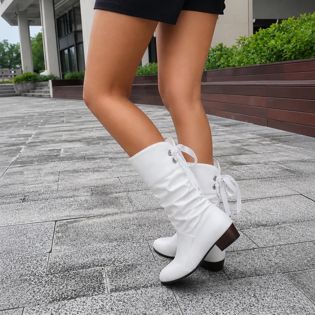 Archwell | Ruched Ribbon Mid-Calf Boots