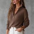 ElevenOra | Half-Zip Collar Textured Knit Sweater