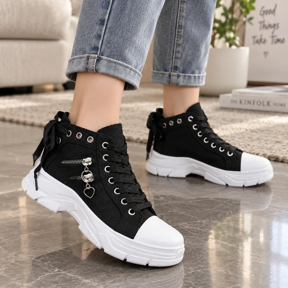 Breezara | Lace-Up Platform Sneaker Boots