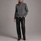 Wearvale | Two-Way Zip High-Neck Knit Cardigan