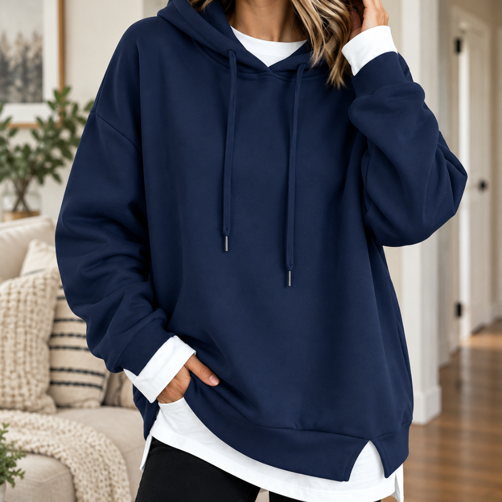 Layerlyn | Layered Two-Tone Hem Hoodie