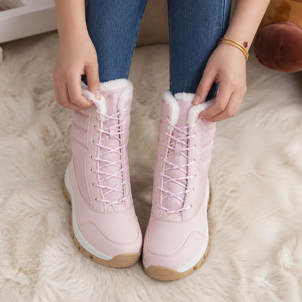Snowver | Color-Block Faux Fur Trim Winter Boots