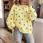 Sunbelle | Polka Dot Ribbon-Tie Neck Sweatshirt