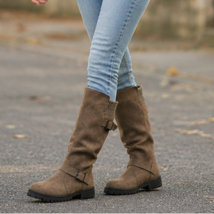 Slouchelle | Ribbed Cuff Slouch Mid-Calf Boots