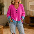 Vivelyn | Color-Block V-Neck Knit Cardigan