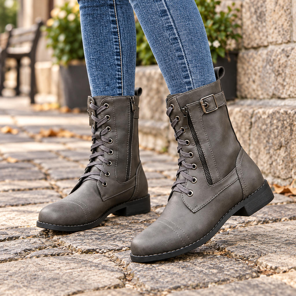 Amarah | Lace-Up Side-Zip Ankle Boots