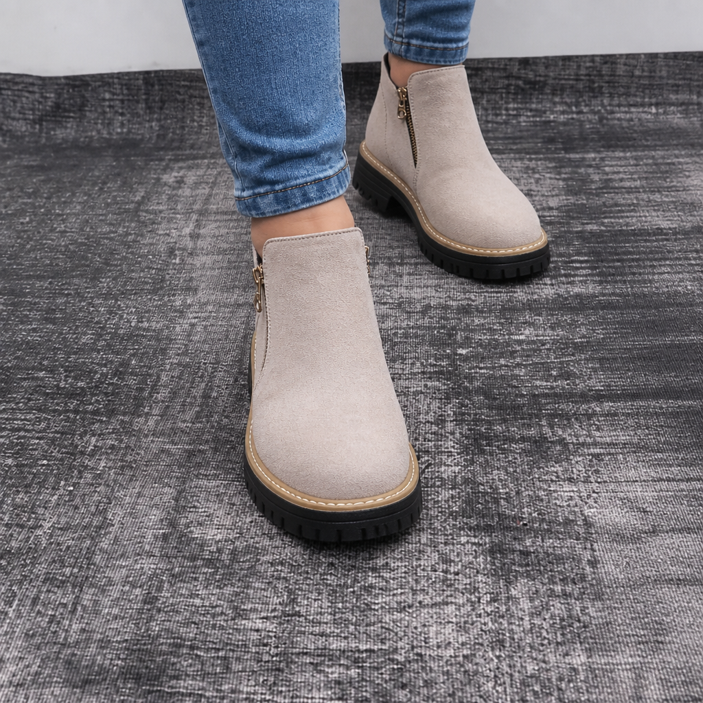 Stridewell | Square-Heel Zip-Up Ankle Boots