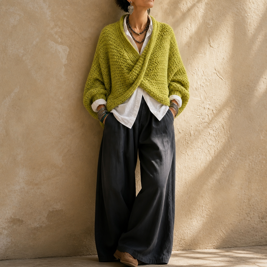 Crossovera | Chunky Knit Crossover V-Neck Sweater