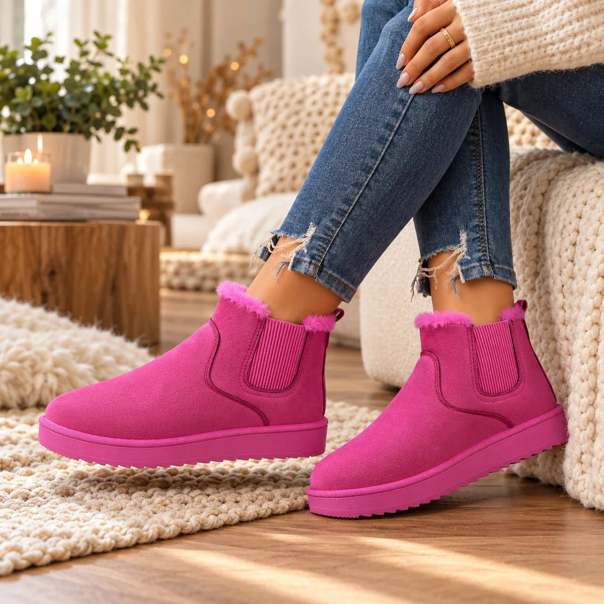 Snowelle | Plush-Lined Slip-On Ankle Boots