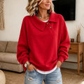 Fold & Flourish | Fold-Over Collar Pullover Sweatshirt