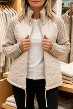 Knitpuff | Knit-Panel Quilted Patchwork Puffer Jacket