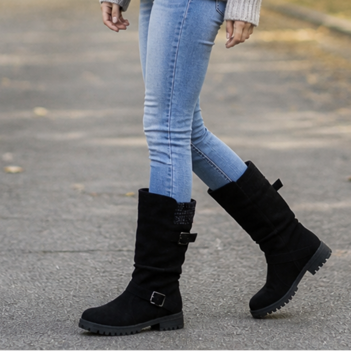 Slouchelle | Ribbed Cuff Slouch Mid-Calf Boots