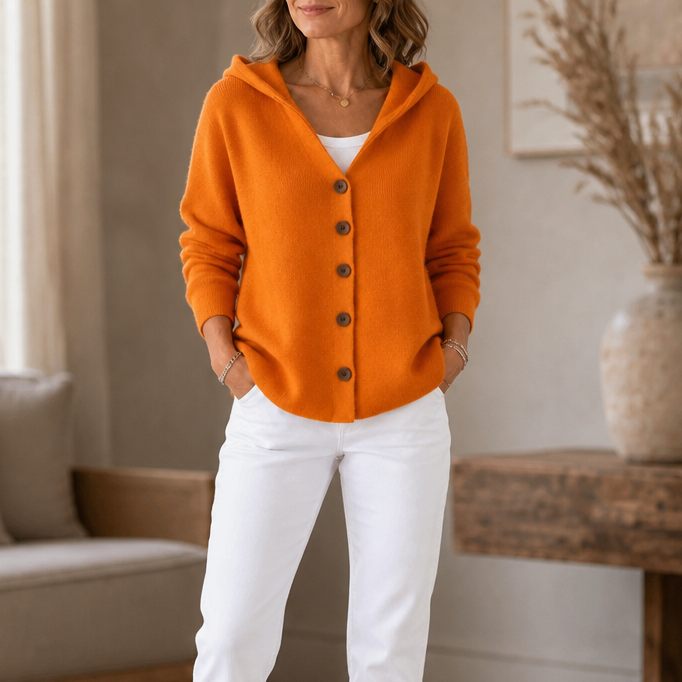 Teri | Button-Front Hooded Cardigan