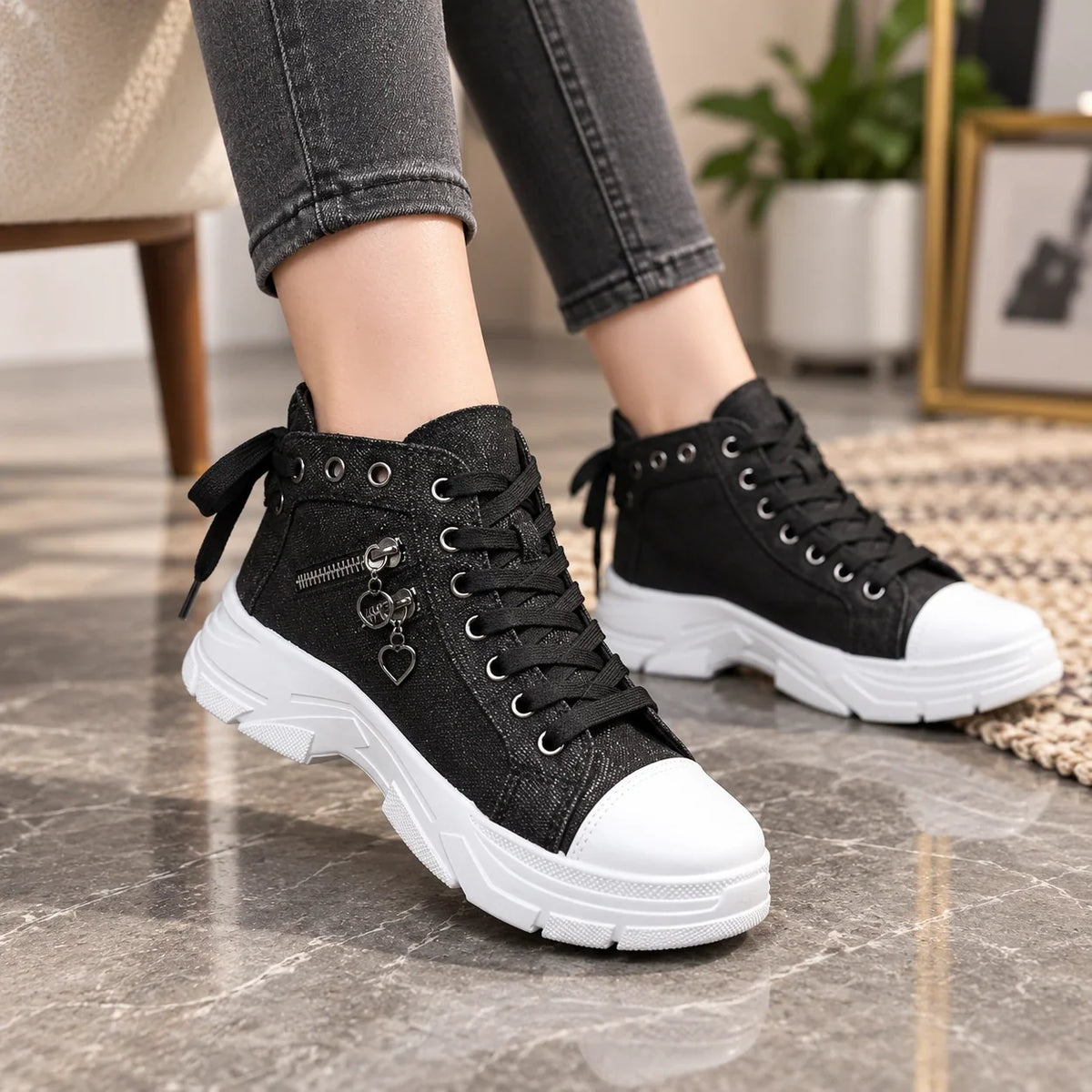 Breezara | Lace-Up Platform Sneaker Boots