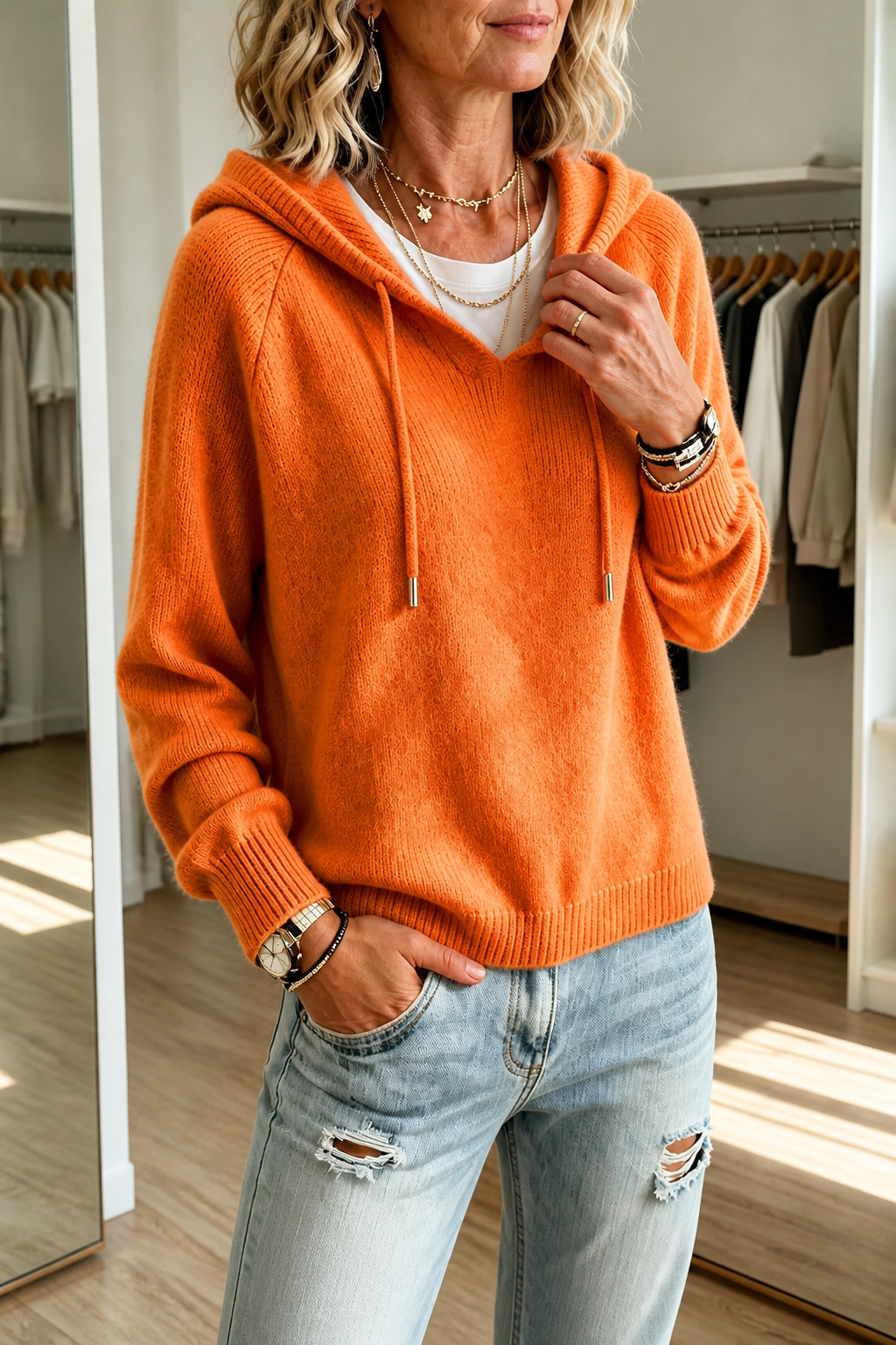 Hushwell | Drawstring Hood Knit Pullover